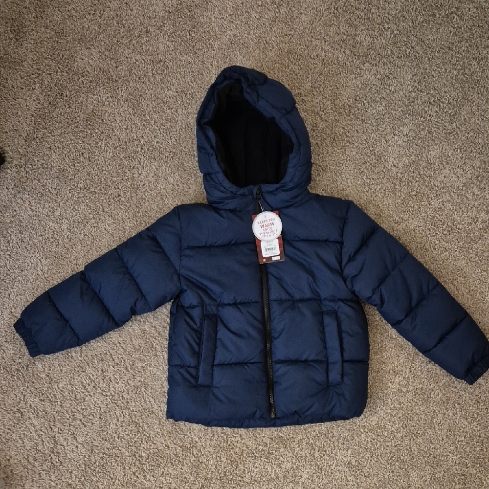 Swiss Tech Kids Heavyweight Puffer Jacket - Navy Blue size XS 4/5